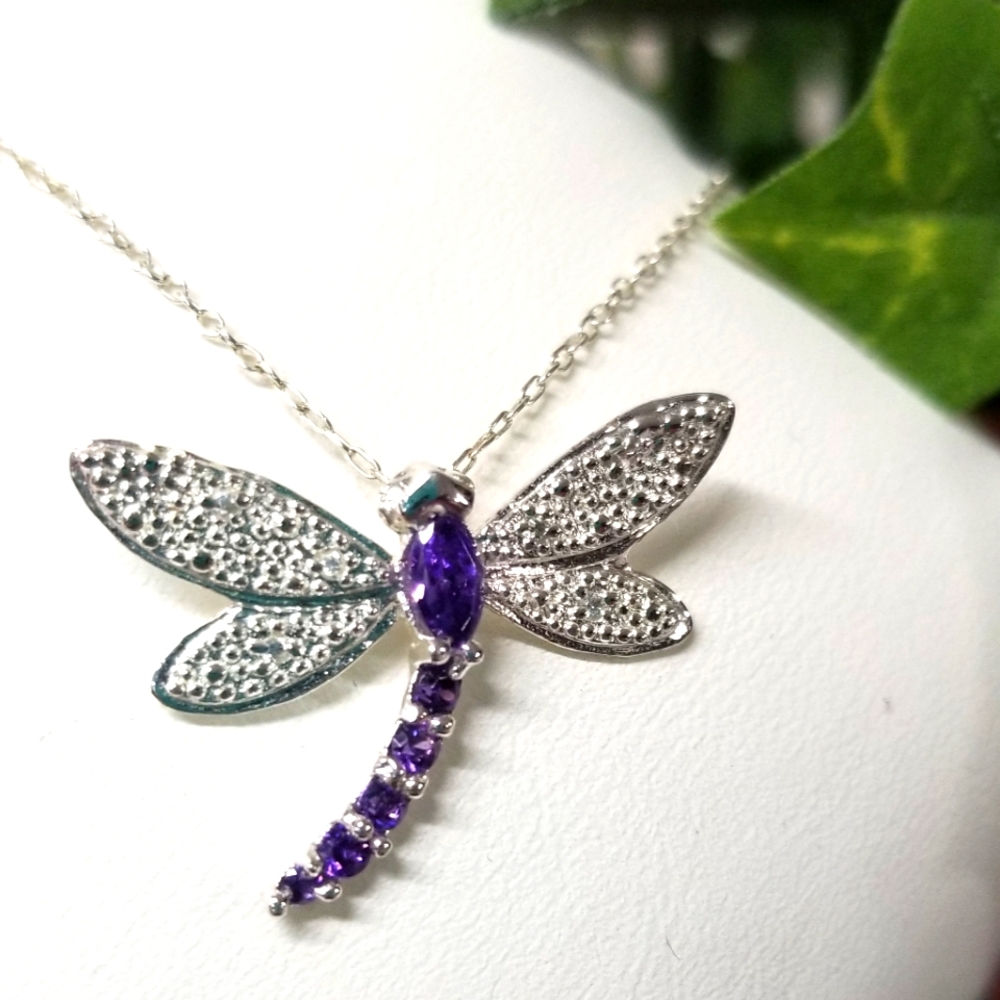 Sterling Silver/Amethyst  dragonfly necklace